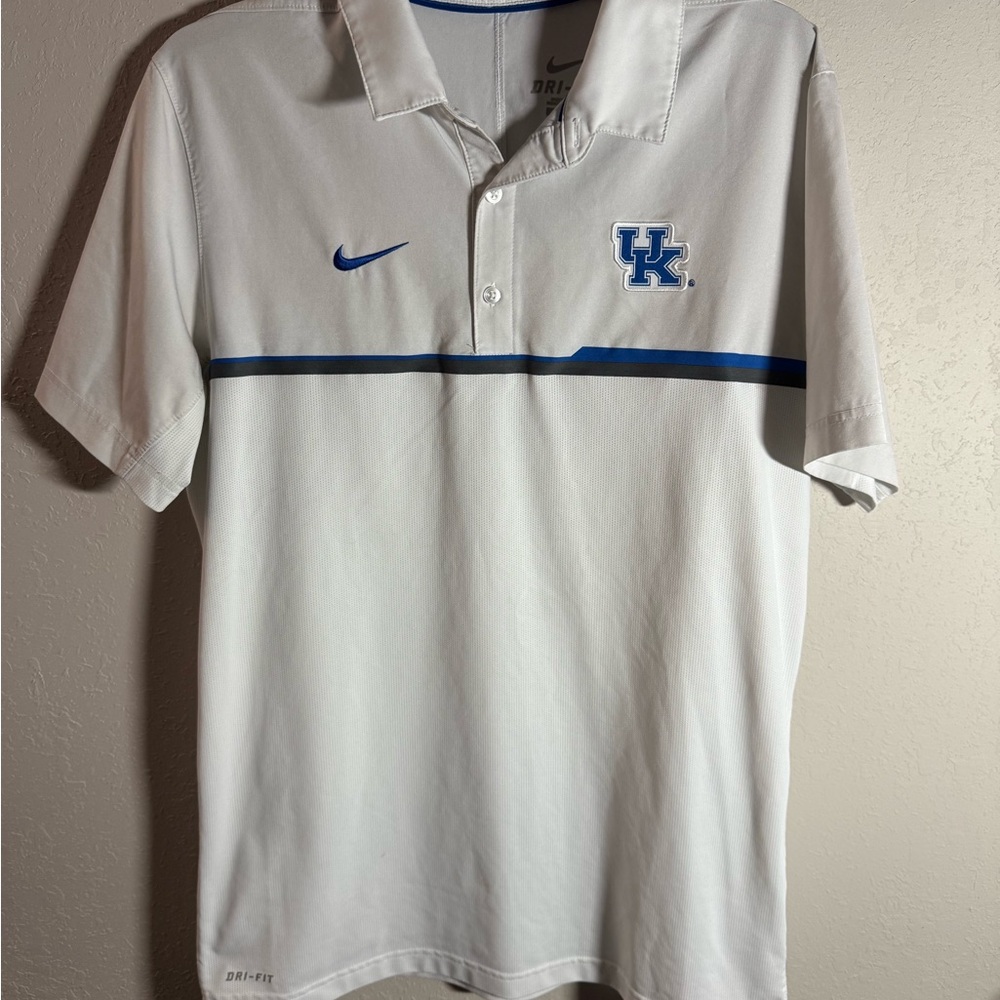 Men’s M White Nike Dri-Fit Kentucky Wildcats Sporty Casual Lightweight Polo